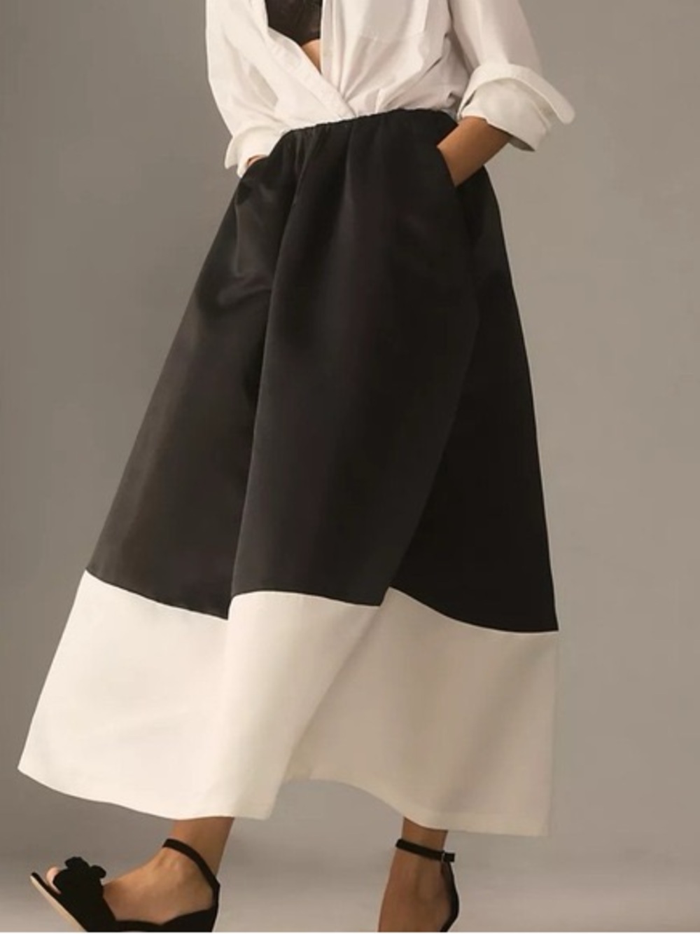 Mare mare Anthropologie Black and White Colorblock Maxi Skirt sz S